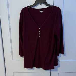 Old Navy Women's Long Sleeve V-Neck Top - Dark Purple